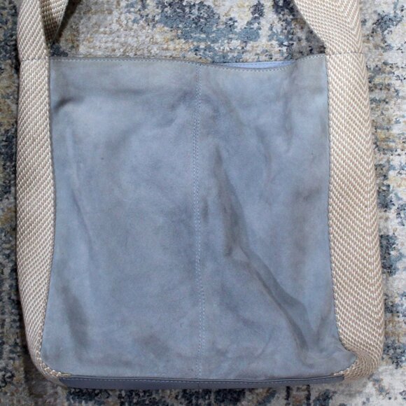 BoHo Blue Leather Bucket Bag - Picture 2 of 4